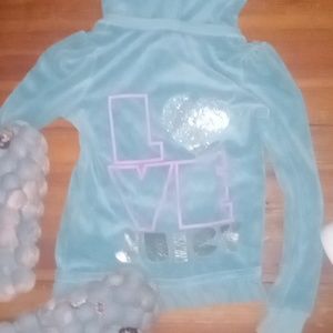 Tiffany blue zip-up frills, kids Hoodie Juicy Couture